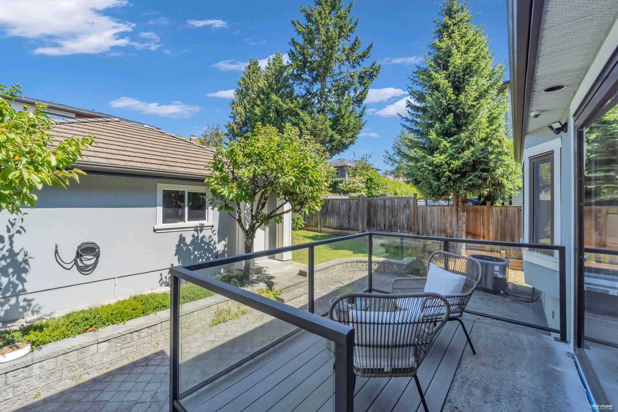 Seating on the rear deck beside the sliding door